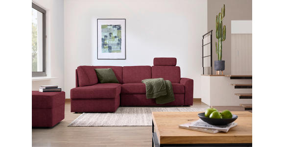 ECKSOFA in Webstoff Rot 165/224 cm - Rot/Schwarz, KONVENTIONELL, Kunststoff/Textil (165/224cm) - Xora