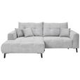 ECKSOFA  in Cord Hellgrau  175/250 cm  - Hellgrau/Schwarz, KONVENTIONELL, Textil/Metall (175/250cm) - Carryhome