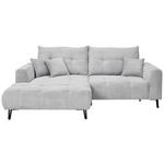 ECKSOFA in Cord Hellgrau  175/250 cm  - Hellgrau/Schwarz, KONVENTIONELL, Textil/Metall (175/250cm) - Carryhome