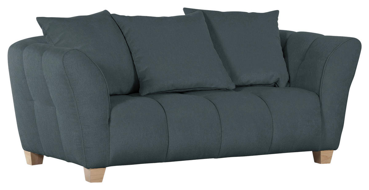 2-SITZER-SOFA Chenille Dunkelgrau  - Dunkelgrau/Naturfarben, KONVENTIONELL, Holz/Textil (185/72/95cm) - Milino