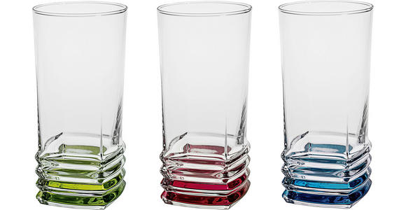 LONGDRINKGLAS 335 ml - Klar/Rot, KONVENTIONELL, Glas (6,8/14cm) - Homeware