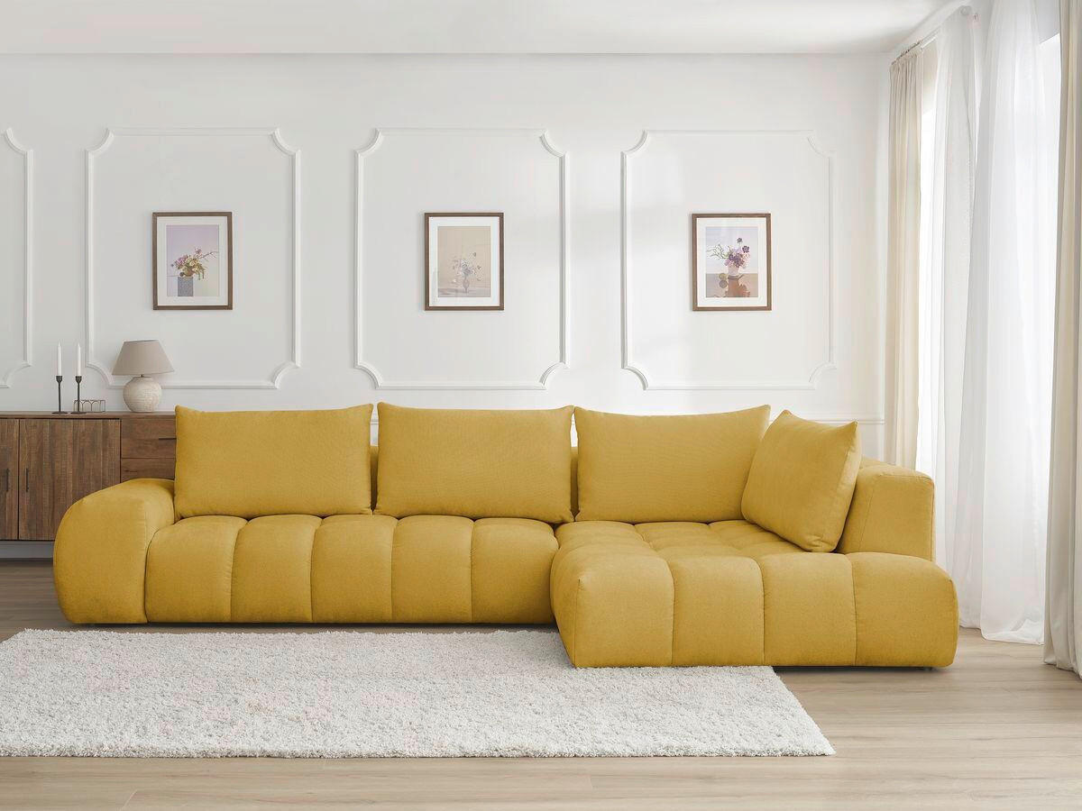 ECKSOFA Ottomane rechts  EVEREST Gelb Struktur  - Gelb/Schwarz, MODERN, Kunststoff/Textil (352/210cm)