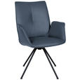 ARMLEHNSTUHL  Beinauswahl, Lederauswahl, Sitzfläche 360° drehbar  Echtleder  Schwarz, Graublau  - Graublau/Schwarz, Design, Leder/Metall (65/91/63cm) - Dieter Knoll