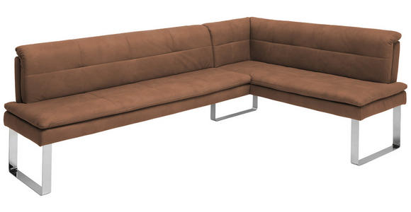 ECKBANK 253/174 cm in Chromfarben, Hellbraun - Chromfarben/Hellbraun, Design, Textil/Metall (253/174cm) - Novel