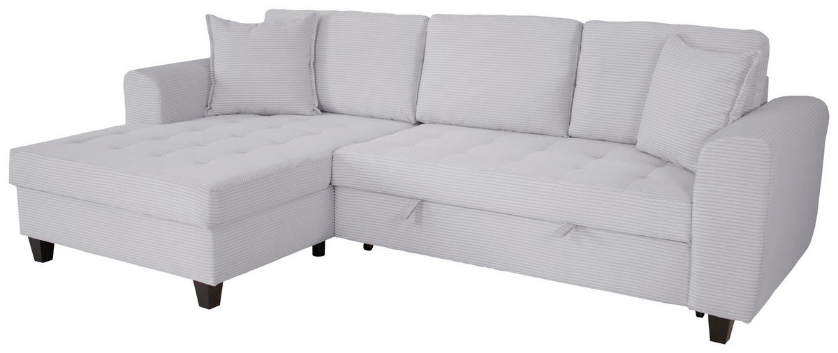 ECKSOFA MORITZ Taupe Cord Zierkissen, Bettkasten  - Taupe, Trend, Textil (155/265cm) - P & B