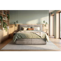BOXSPRINGBETT 180/200 cm  Hellgrau  - Hellgrau/Schwarz, Modern, Holz/Holzwerkstoff (180/200cm) - MID.YOU