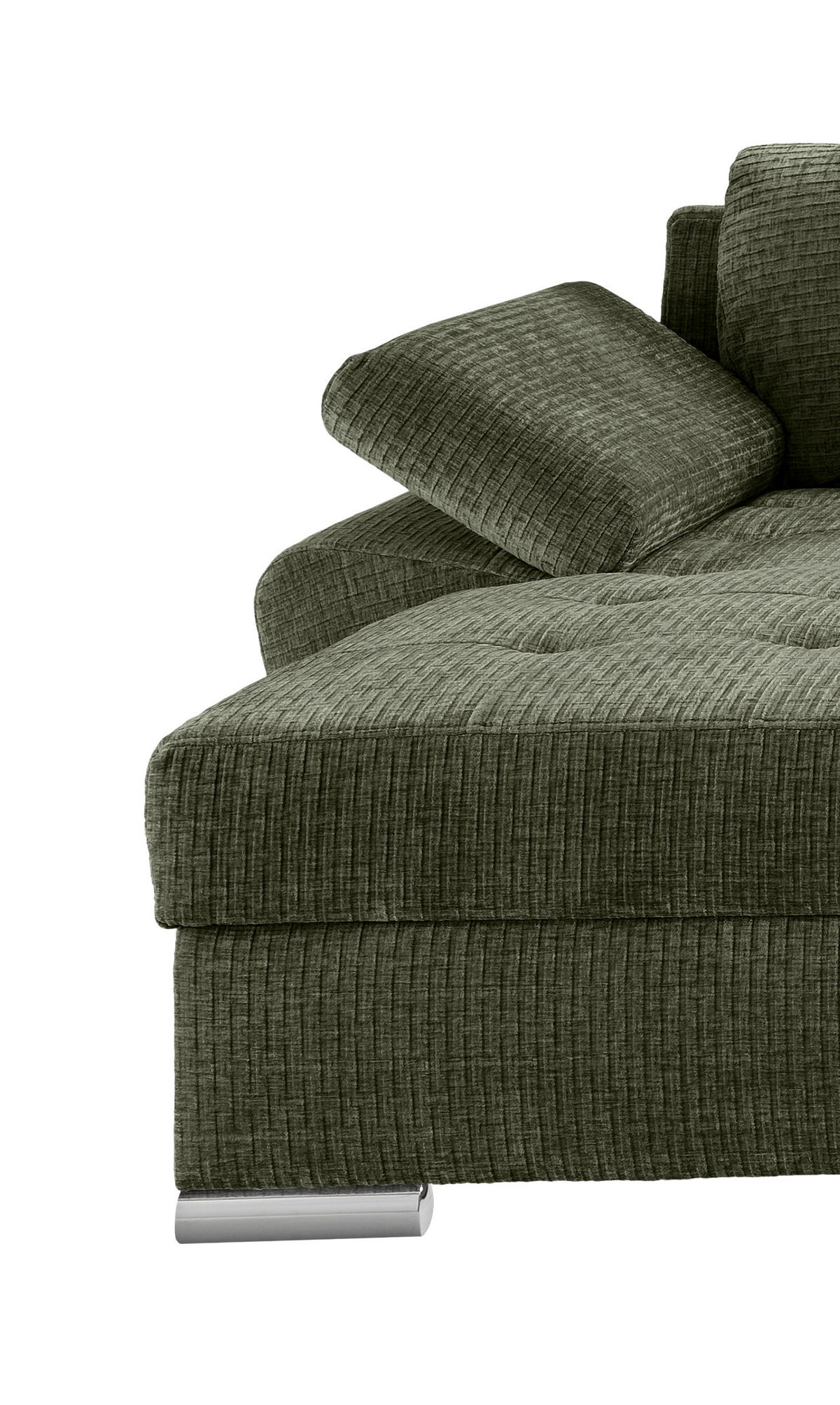 WOHNLANDSCHAFT Olivgrün Mikrofaser  - Chromfarben/Olivgrün, KONVENTIONELL, Textil/Metall (157/305/219cm) - Livetastic