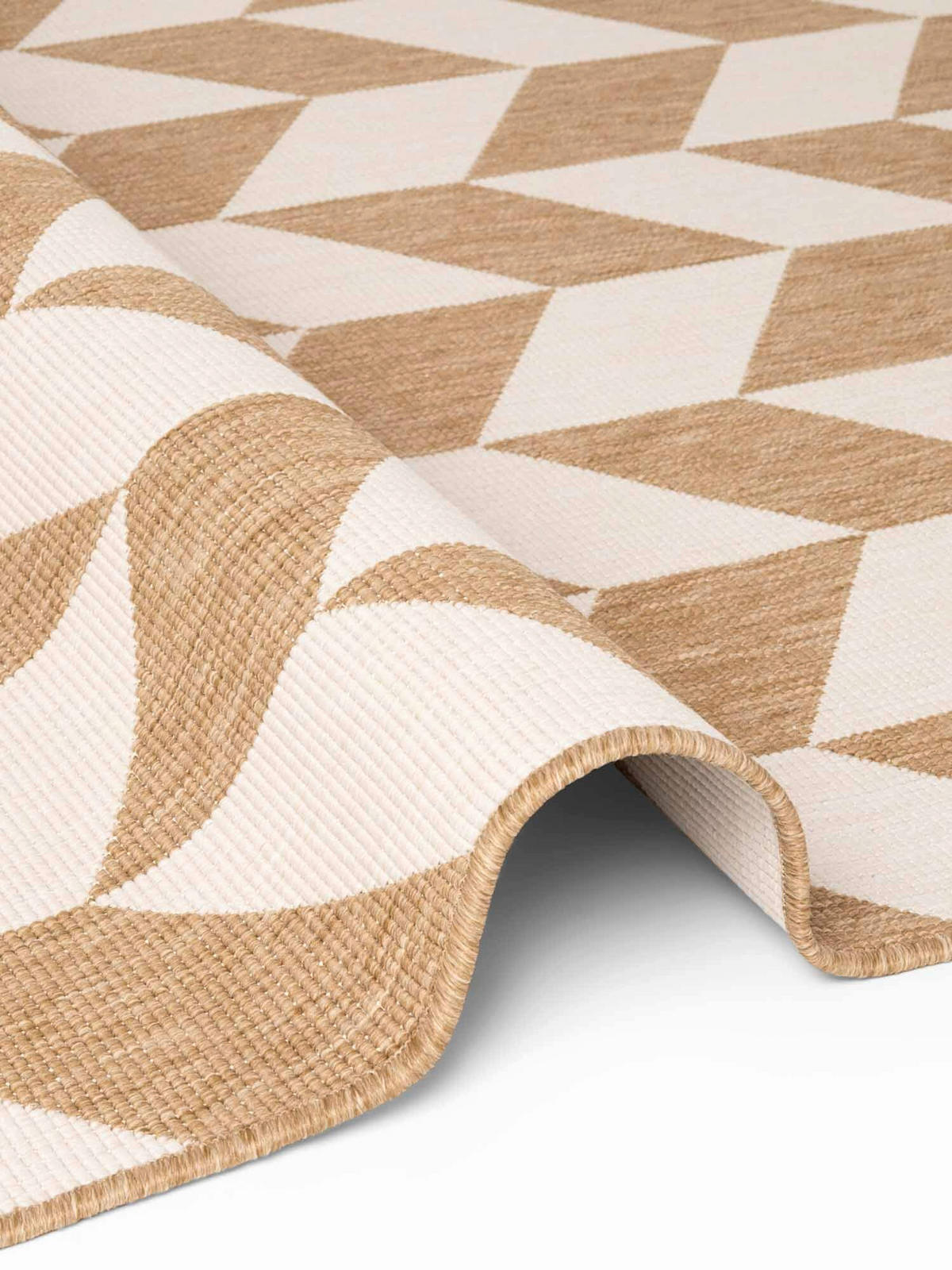 FLACHWEBETEPPICH 200/300 cm Haringey Weiß, Sandfarben rechteckig  - Sandfarben/Weiß, Design, Kunststoff (200/300cm)