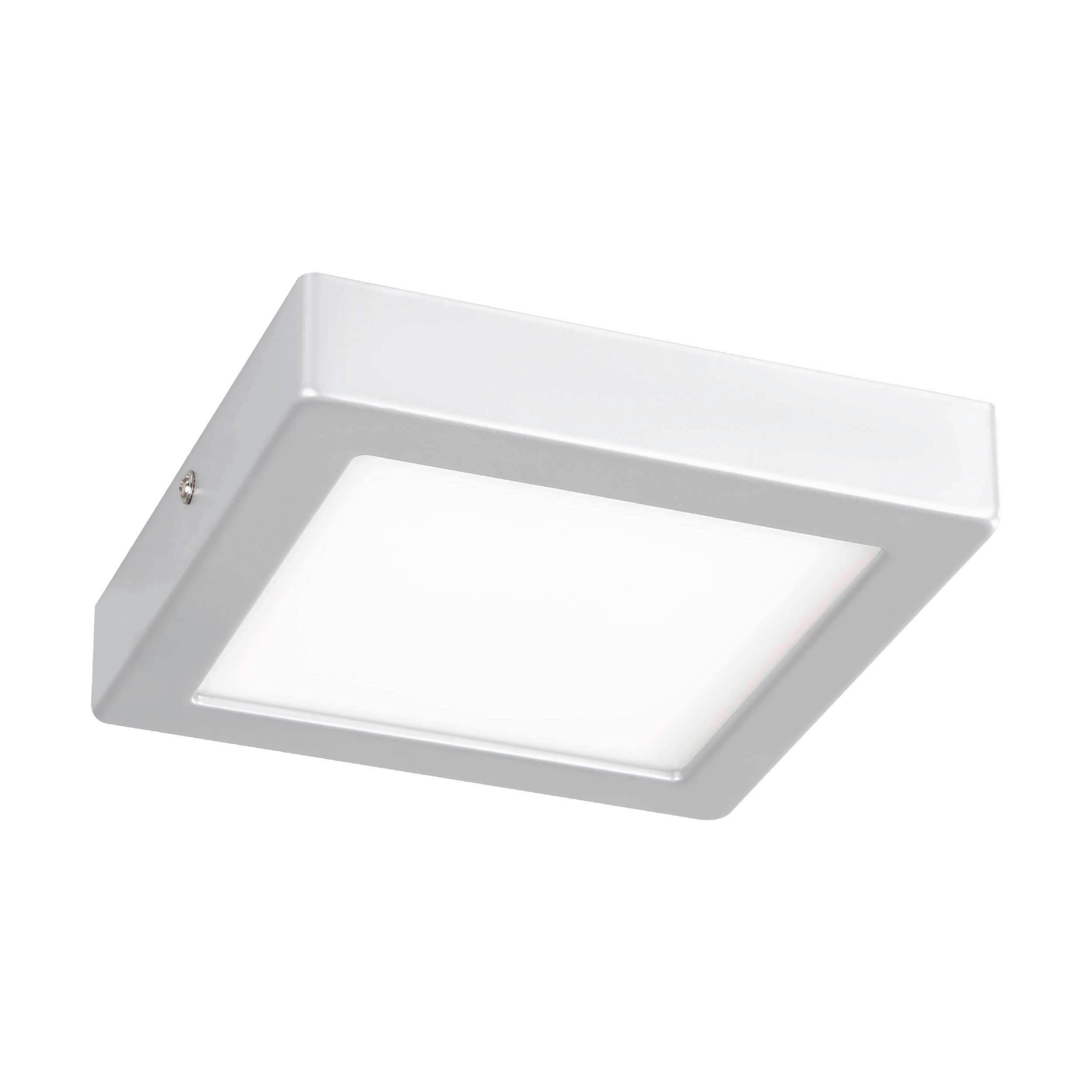 AUFBAULEUCHTE 17/17/3 cm   - Silberfarben/Weiß, Basics, Kunststoff/Metall (17/17/3cm) - Eglo