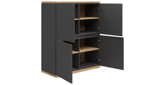 HIGHBOARD 100/121/42 cm  in Graphitfarben, Eiche Artisan  - Schwarz/Graphitfarben, MODERN, Holzwerkstoff (100/121/42cm) - Xora