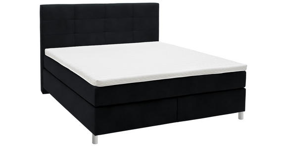 BOXSPRINGBETT 160/200 cm  in Schwarz  - Chromfarben/Schwarz, KONVENTIONELL, Kunststoff/Textil (160/200cm) - Voleo