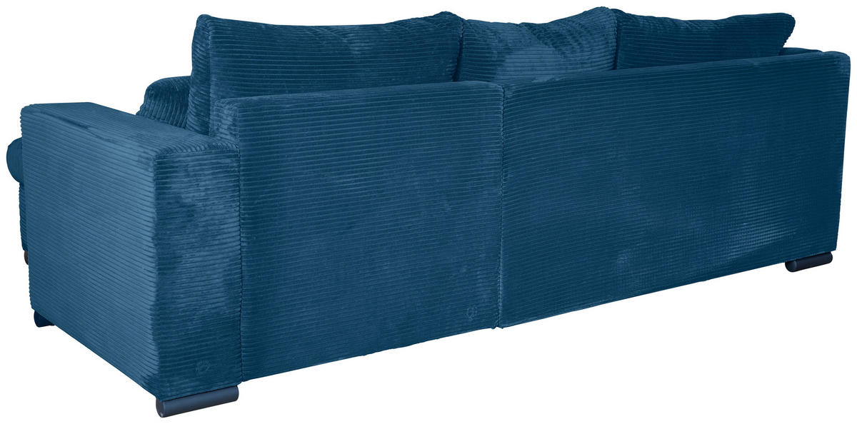 ECKSOFA in Cord Blau  - Blau/Schwarz, KONVENTIONELL, Textil/Metall (258/168cm) - Carryhome