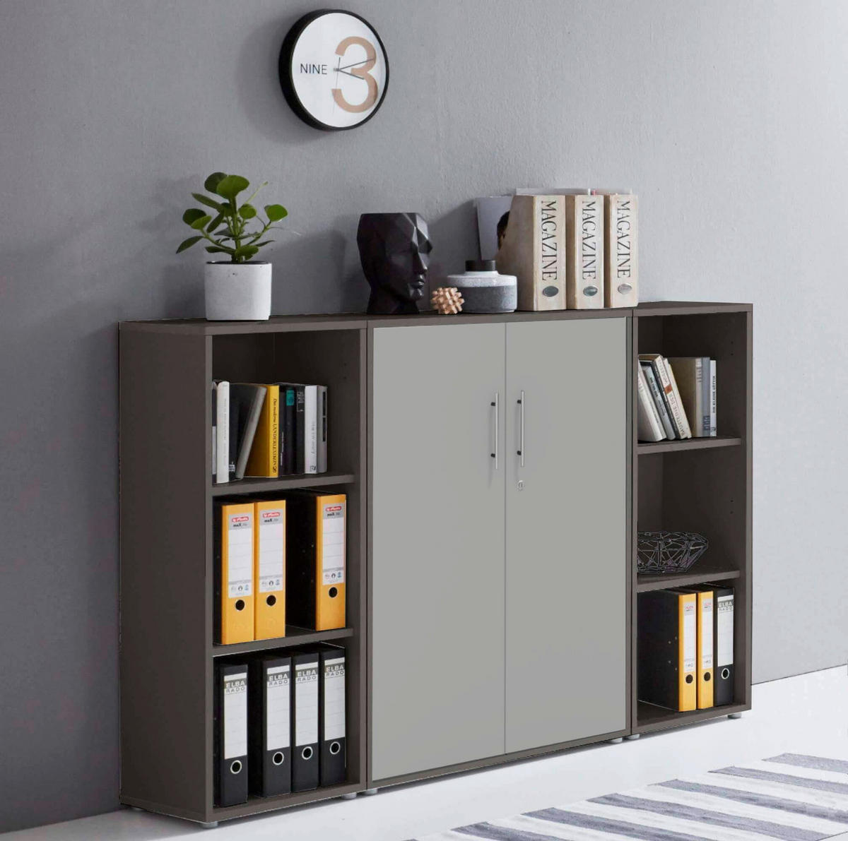 AKTENSCHRANK 172,6/113,6/33 cm  - Anthrazit/Hellgrau, MODERN, Holzwerkstoff (172,6/113,6/33cm) - MID.YOU