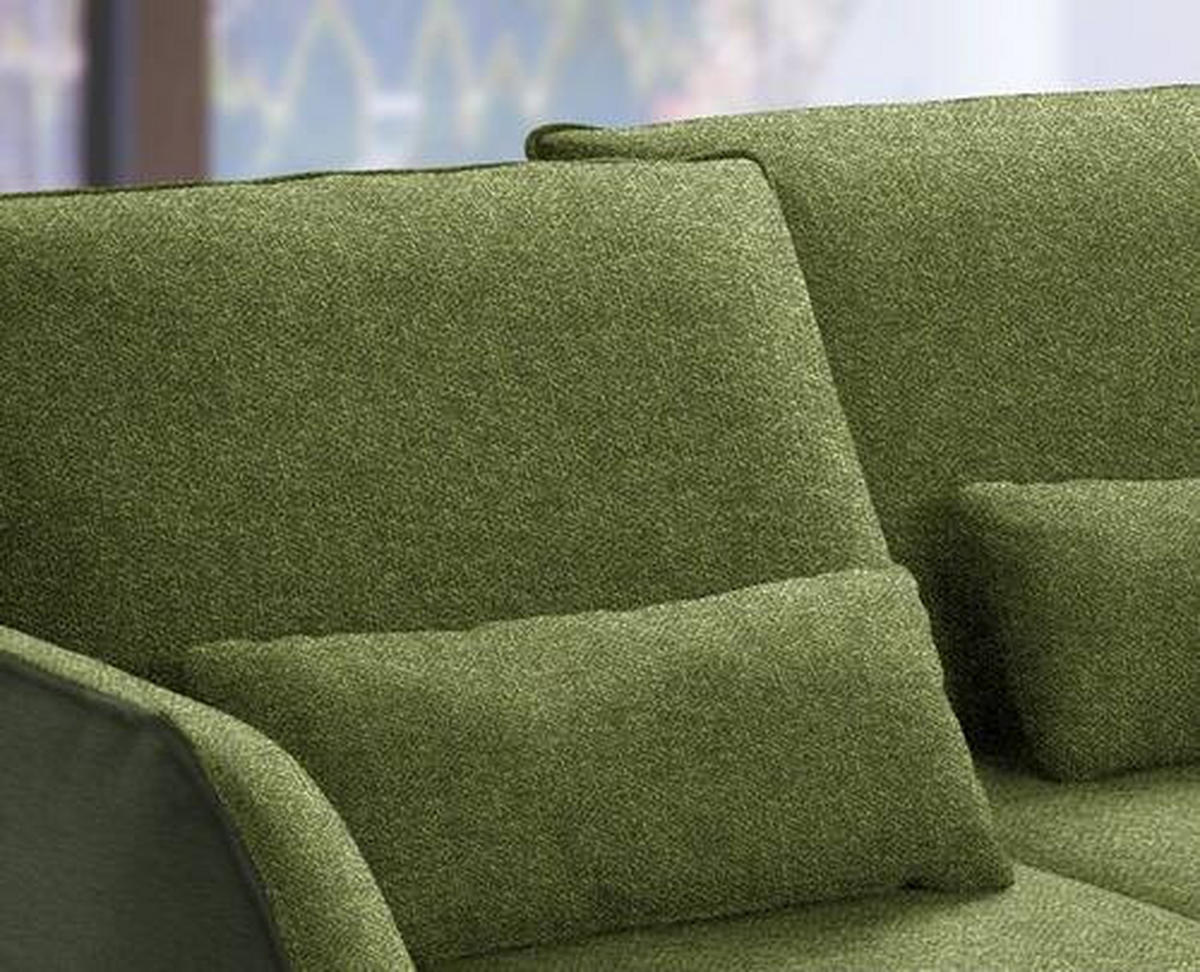 ECKSOFA in Flachgewebe Grün  - Schwarz/Grün, Design, Textil/Metall (310/250cm) - Moderano