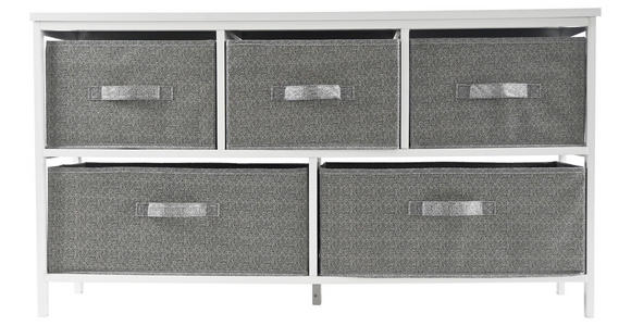 KOMMODE , 101/55/30 cm, 5 Schublade(n)  - Weiß/Grau, Basics, Karton/Holz (101/55/30cm) - Carryhome