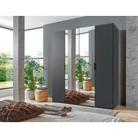 FALTTÜRENSCHRANK  in Graphitfarben  - Schwarz/Graphitfarben, Design, Glas/Holzwerkstoff (200/216/58cm) - Boxxx