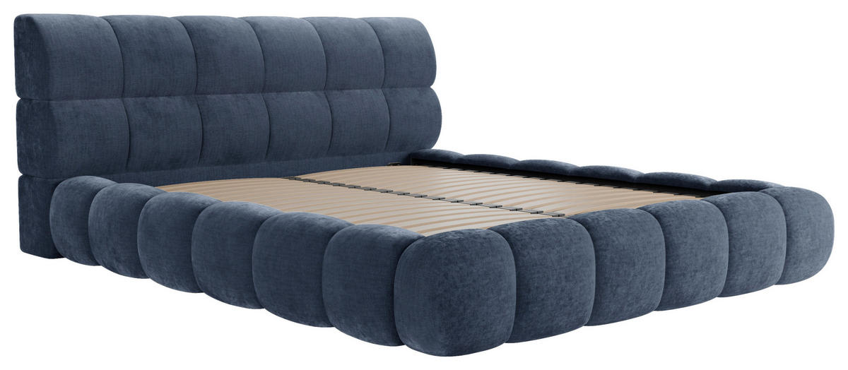 POLSTERBETT 180/200 cm,  in Blau, Lattenrost, Bettkasten,  - Blau/Schwarz, Design, Holz/Textil (180/200cm) - Chameo