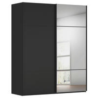 SCHWEBETÜRENSCHRANK Schwarz  - Schwarz, Konventionell, Glas/Holzwerkstoff (201/223/68cm) - Novel