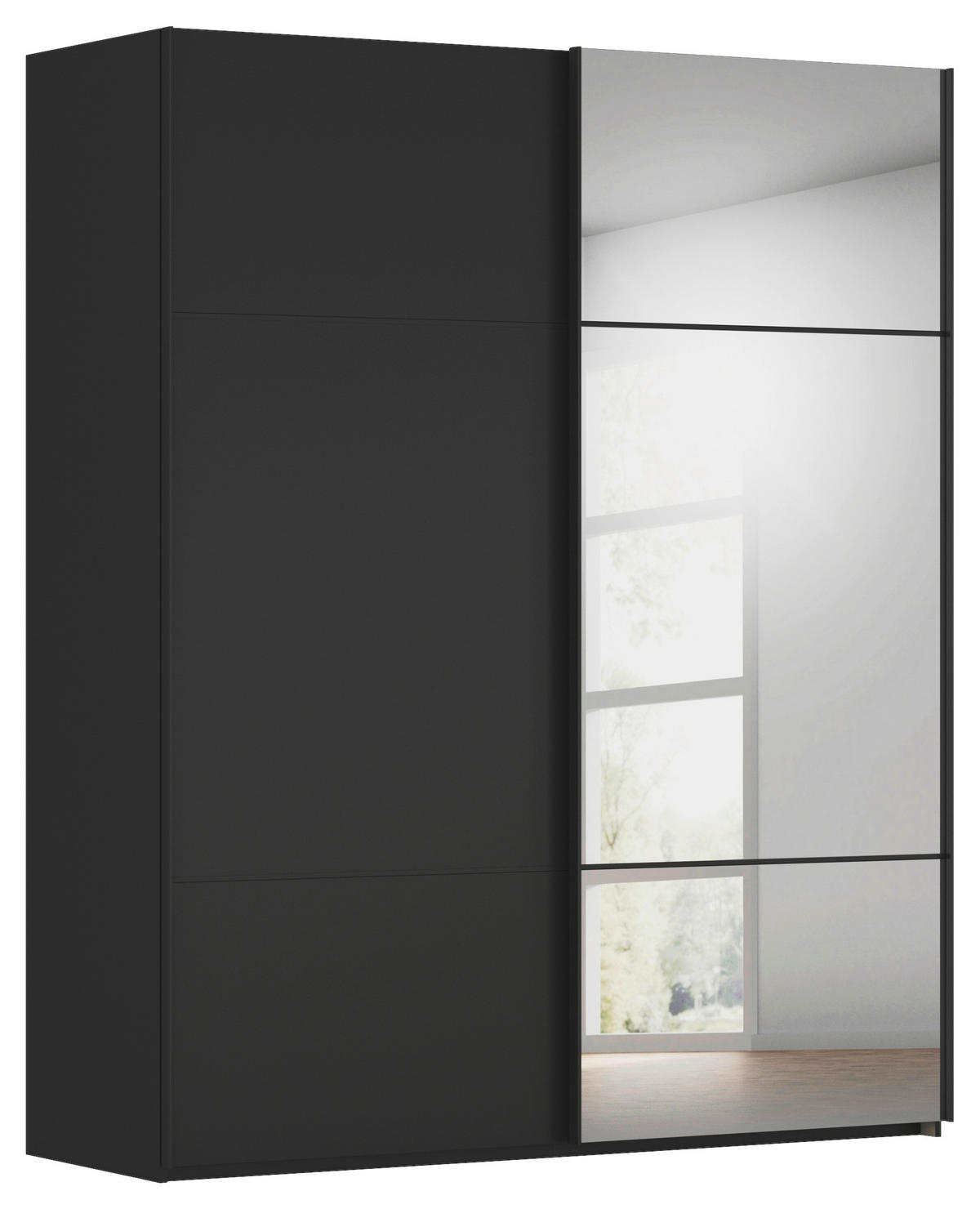 SCHWEBETÜRENSCHRANK Schwarz  - Schwarz, Konventionell, Glas/Holzwerkstoff (201/223/68cm) - Novel