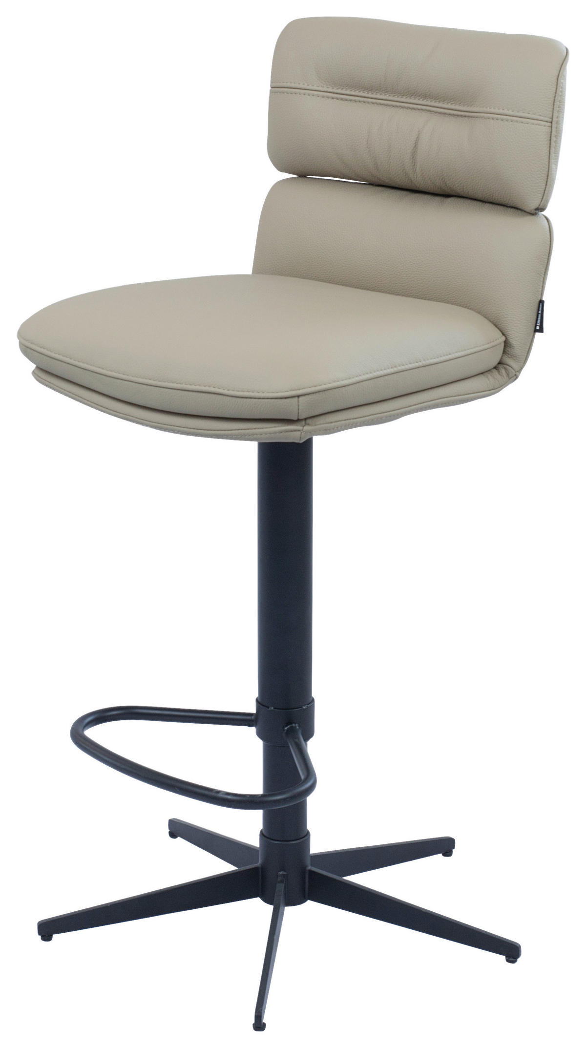 BARHOCKER Echtleder Schwarz, Taupe Eisen Lederauswahl, Stoffauswahl, Wippfunktion, Sitzfläche 360° drehbar  - Taupe/Schwarz, Design, Leder/Metall (42/99-117/50cm) - Dieter Knoll