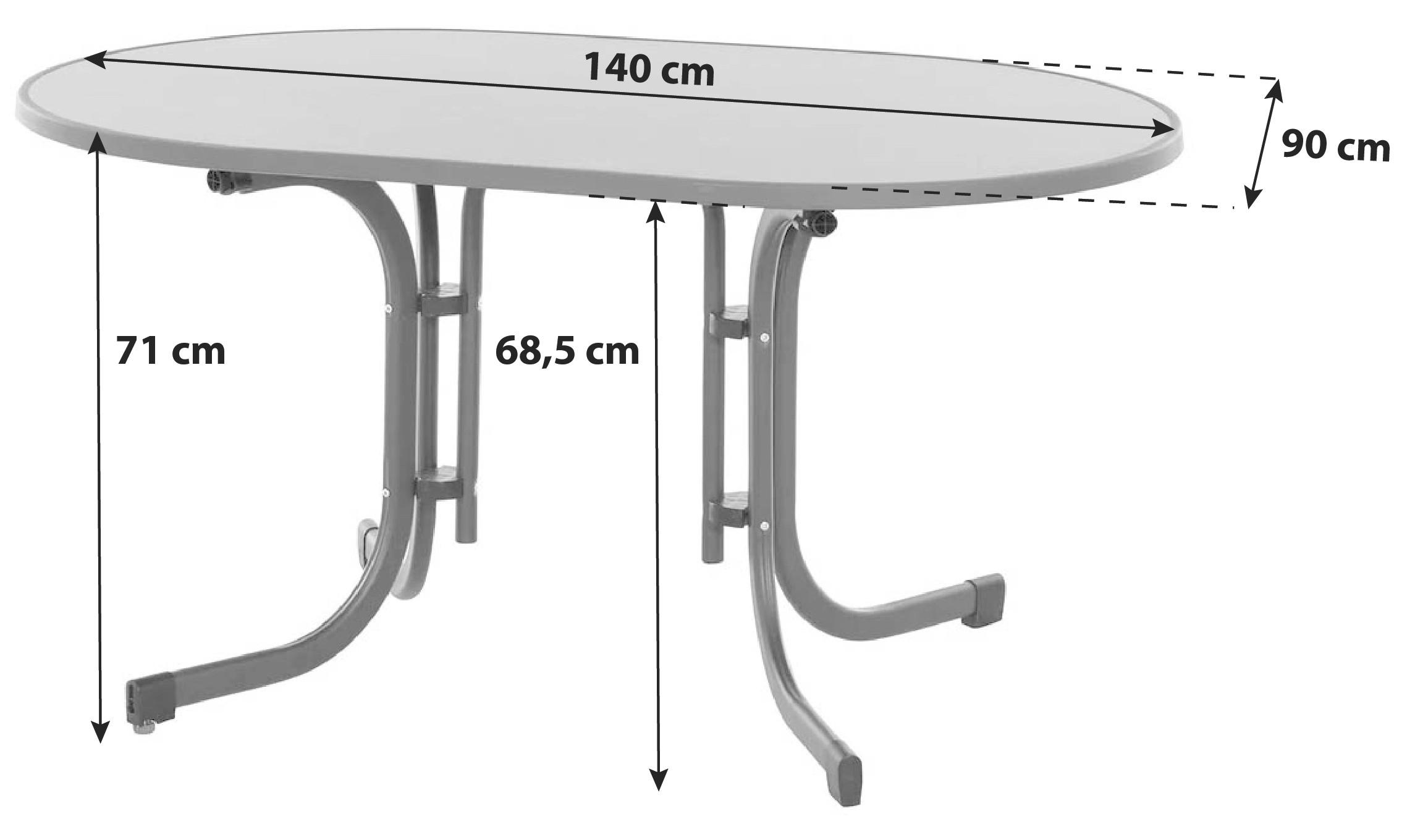 GARTENKLAPPTISCH Metall, Holzwerkstoff Anthrazit oval  - Anthrazit, KONVENTIONELL, Holzwerkstoff/Metall (140/90/71cm) - Siena Garden