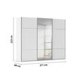 SCHWEBETÜRENSCHRANK 271/223/68 cm 3-türig Weiß  - Chromfarben/Weiß, KONVENTIONELL, Glas/Holzwerkstoff (271/223/68cm) - Novel