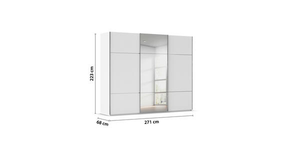 SCHWEBETÜRENSCHRANK 271/223/68 cm 3-türig Weiß - Chromfarben/Weiß, KONVENTIONELL, Glas/Holzwerkstoff (271/223/68cm) - Novel
