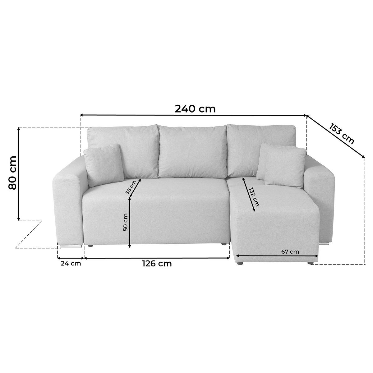 ECKSOFA in Struktur Beige  240/153 cm  - Chromfarben/Beige, Basics, Kunststoff/Textil (240/153cm) - P & B