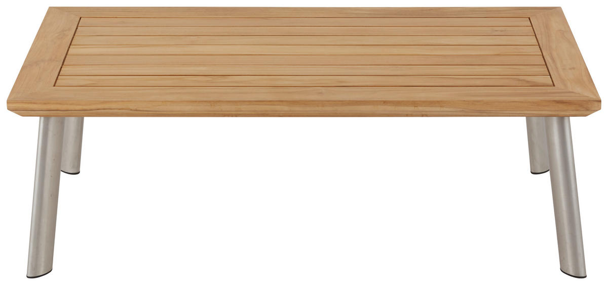 LOUNGETISCH 120/65/40 cm Holz, Metall Edelstahlfarben, Teakfarben rechteckig  - Edelstahlfarben/Teakfarben, Modern, Holz/Metall (120/65/40cm) - Amatio