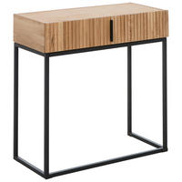 KONSOLENTISCH Eiche massiv Schwarz, Eichefarben  - Eichefarben/Schwarz, Natur, Holz/Metall (80/38/80cm) - Linea Natura