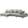 ECKSOFA in Mikrofaser Hellgrau  171/282 cm  - Hellgrau/Schwarz, Design, Textil/Metall (171/282cm) - Hom`in