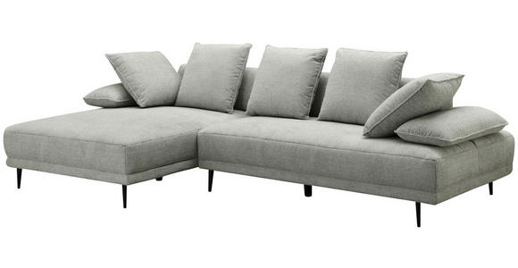 ECKSOFA in Mikrofaser Hellgrau  171/282 cm  - Hellgrau/Schwarz, Design, Textil/Metall (171/282cm) - Hom`in