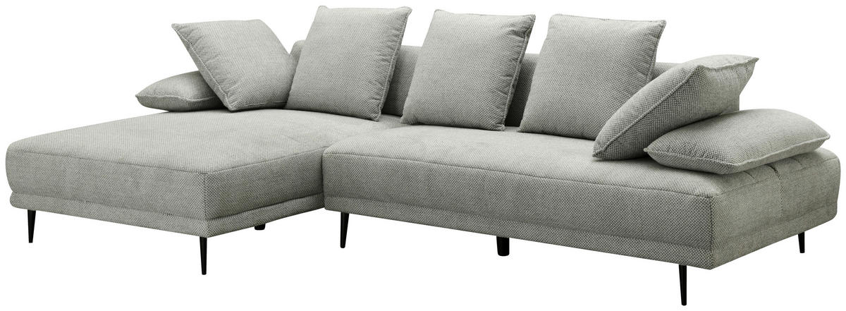 ECKSOFA Hellgrau Mikrofaser  - Hellgrau/Schwarz, Design, Textil/Metall (171/282cm) - Hom`in