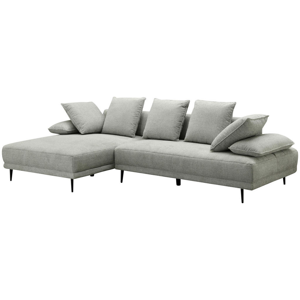 Thumbnail - Hom`in Ecksofa, Hellgrau, Metall, Textil, 3-Sitzer, Ottomane links, L-Form, 282x171 cm, Relaxfunktion, seitenverkehrt er...