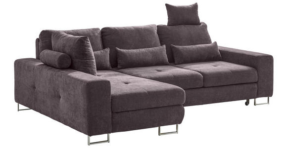 ECKSOFA in Flachgewebe Taupe  - Taupe, Design, Textil/Metall (188/260cm) - Hom`in