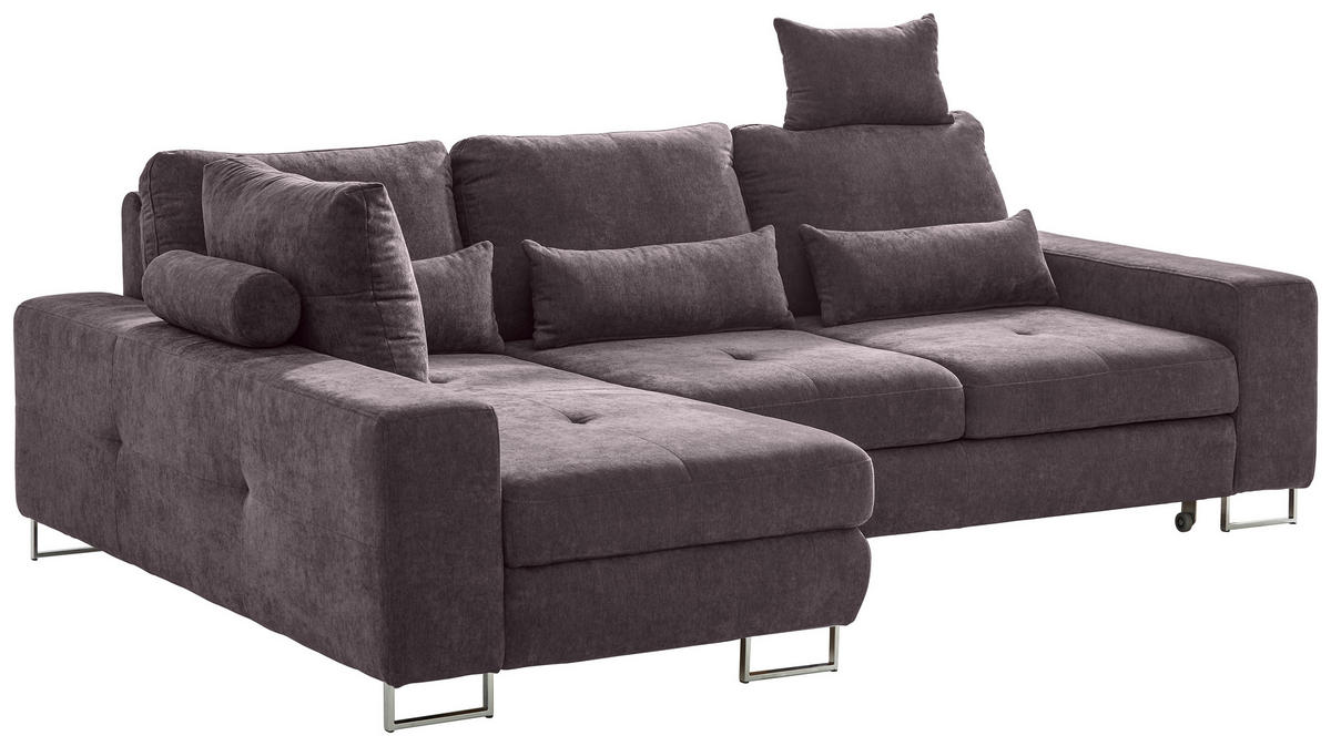 ECKSOFA in Flachgewebe Taupe  - Taupe, Design, Textil/Metall (188/260cm) - Hom`in