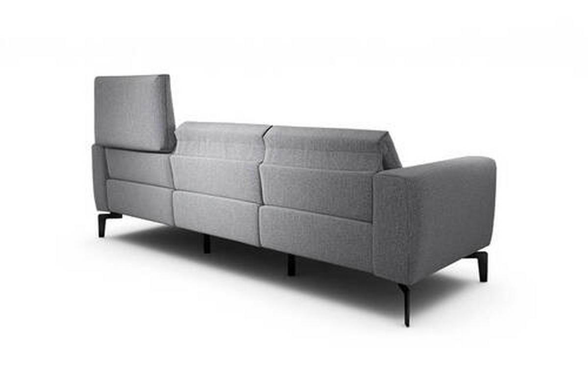 Dreisitzer inkl. Hocker in Chenille Anthrazit  - Anthrazit/Schwarz, Design, Textil/Metall (250/86/86-94cm) - SENSOO