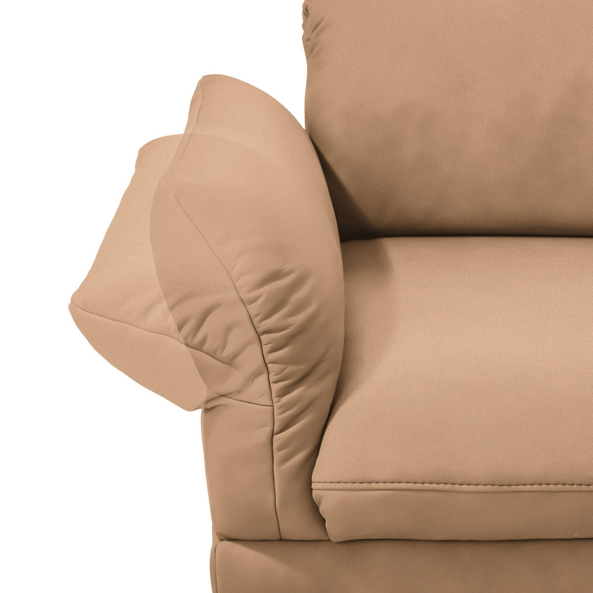 ECKSOFA in Echtleder Naturfarben, Orange  - Anthrazit/Naturfarben, Design, Leder/Metall (308/173cm) - Joop!