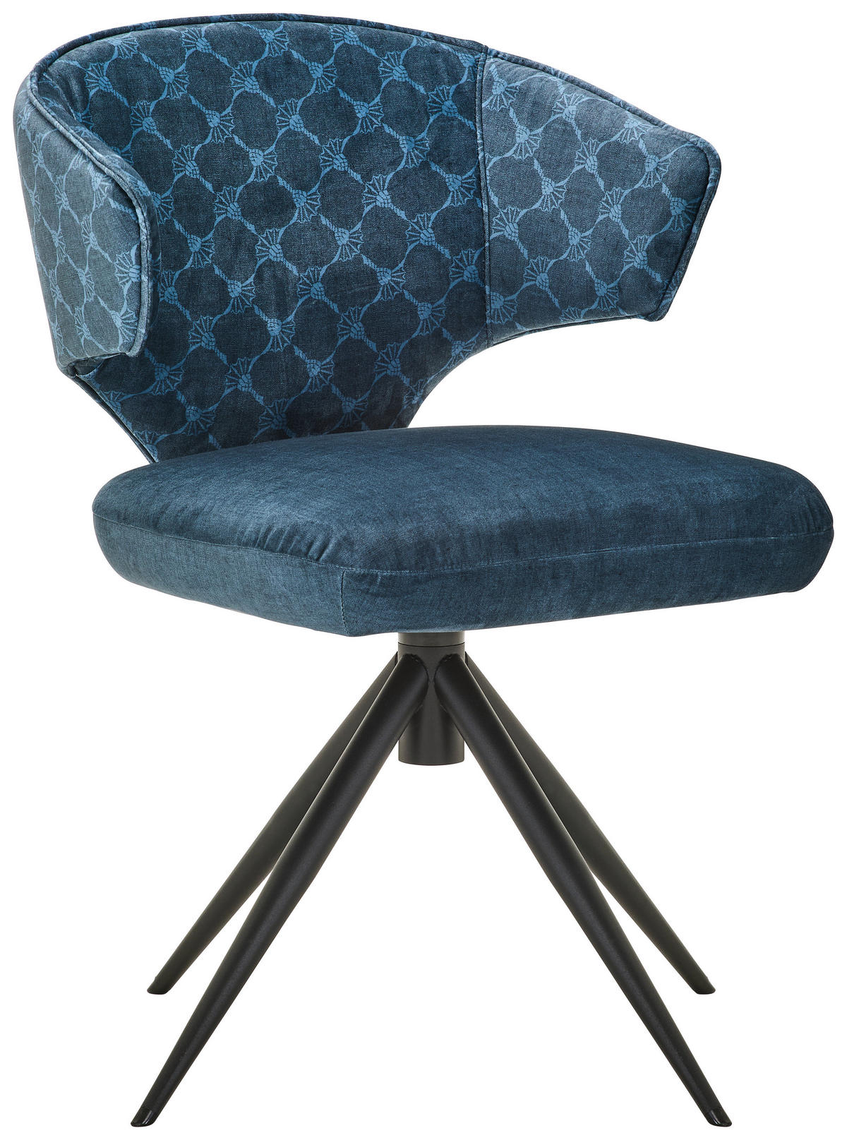 ARMLEHNSTUHL  Lederauswahl, Stoffauswahl, Typenauswahl, Sitzfläche 360° drehbar Velours  Blau  - Blau/Schwarz, Design, Textil/Metall (57/82/57cm) - Joop!