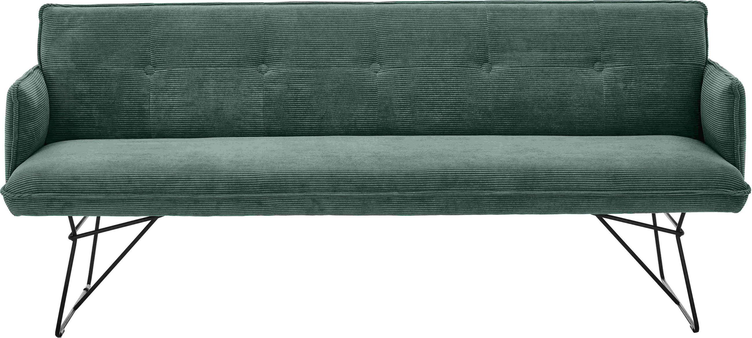 SITZBANK 212/89/70 cm Feincord Grün Metall  - Schwarz/Grün, Design, Textil/Metall (212/89/70cm) - Pure Home Lifestyle