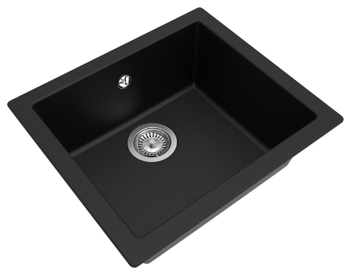 SPÜLE 1712OHIO50X44S  - Schwarz, Trend, Glas/Kunststoff (50/19/44cm) - Respekta