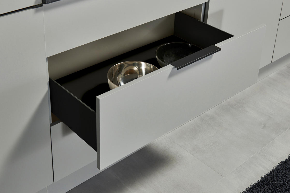 KÜCHENLEERBLOCK 340 cm   in Grau  - Schwarz/Grau, Design, Holzwerkstoff/Metall (340cm) - MID.YOU