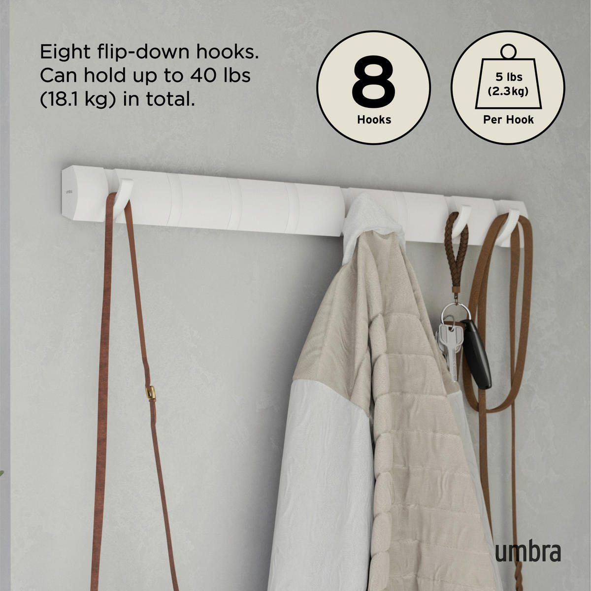 KUKA  bela  drvo, plastika  - bela, Lajfstajl, drvo/plastika (81/6/3cm) - Umbra