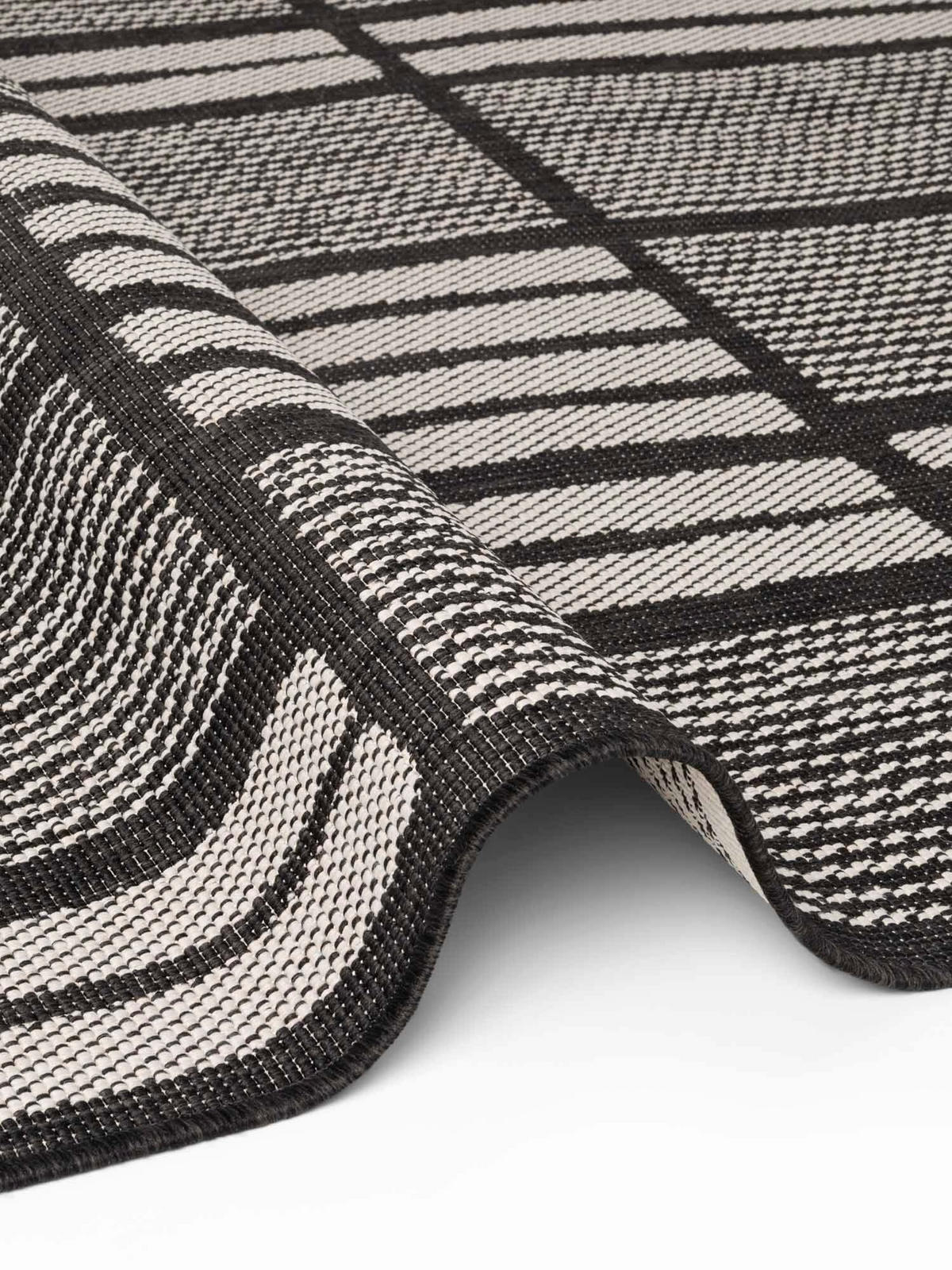 FLACHWEBETEPPICH 160/230 cm Haringey Schwarz, Weiß rechteckig  - Schwarz/Weiß, Design, Kunststoff (160/230cm)