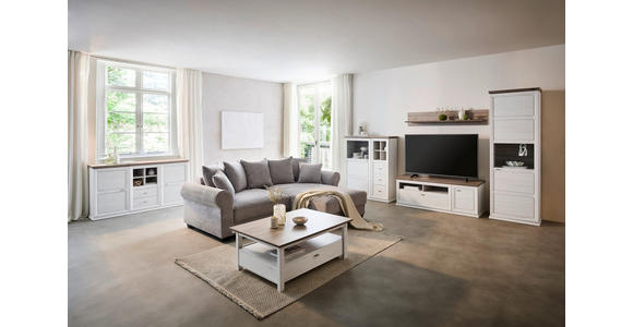WOHNWAND in Grau, Weiß 330/209,2/50,1 cm - Weiß/Grau, LIFESTYLE, Glas/Holzwerkstoff (330/209,2/50,1cm) - Hom`in