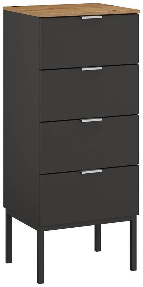 KOMMODE  in 40/100/42 cm  - Alufarben/Graphitfarben, Trend, Holzwerkstoff/Metall (40/100/42cm) - Stylife