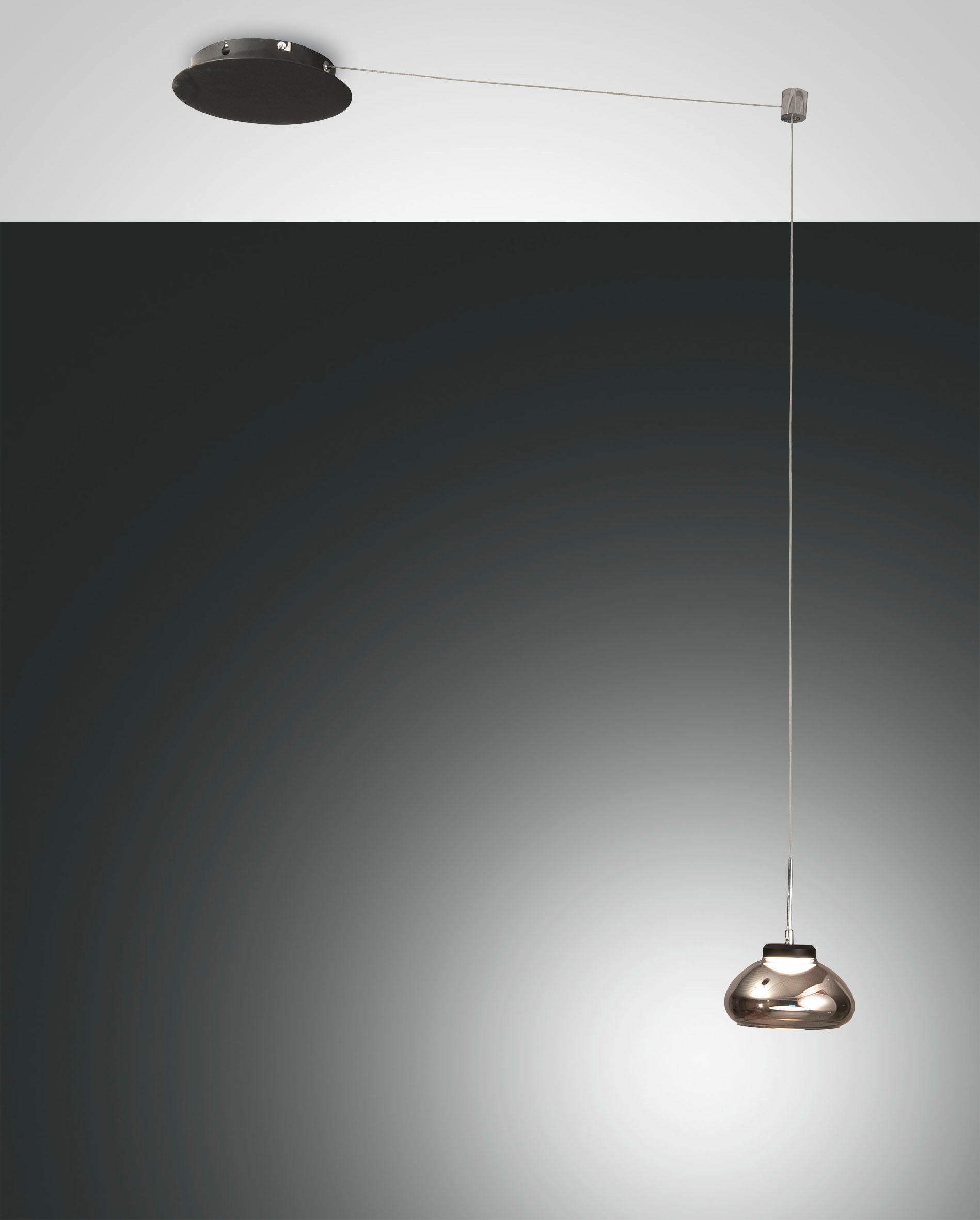 LED-PENDELLEUCHTE Arabella 14/350 cm   - Schwarz/Grau, Basics, Glas/Metall (14/350cm) - Fabas Luce