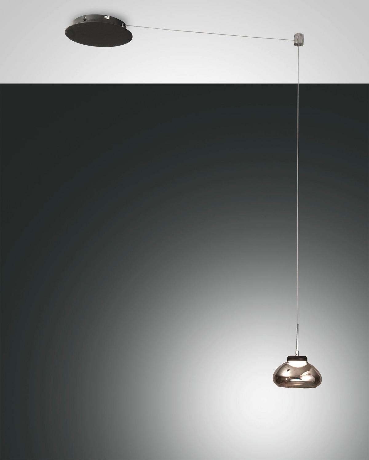 LED-PENDELLEUCHTE Arabella 14/350 cm   - Schwarz/Grau, Basics, Glas/Metall (14/350cm) - Fabas Luce
