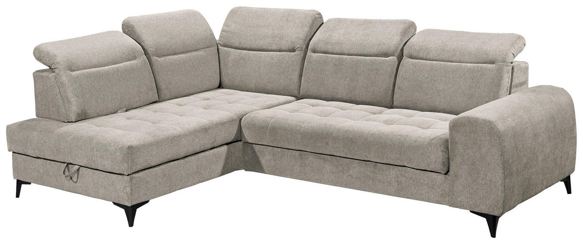ECKSOFA in Webstoff Grau  - Schwarz/Grau, Konventionell, Kunststoff/Textil (200/282cm) - MID.YOU