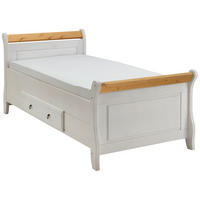 BETT 90/200 cm  in Weiß, Laugenfarbig  - Laugenfarbig/Weiß, ROMANTIK / LANDHAUS, Holz (90/200cm) - Boxxx